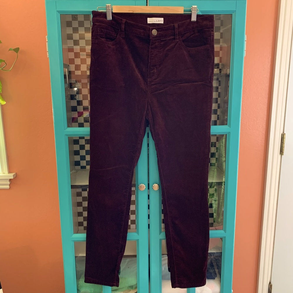 Loft corduroys. Deep red/purple